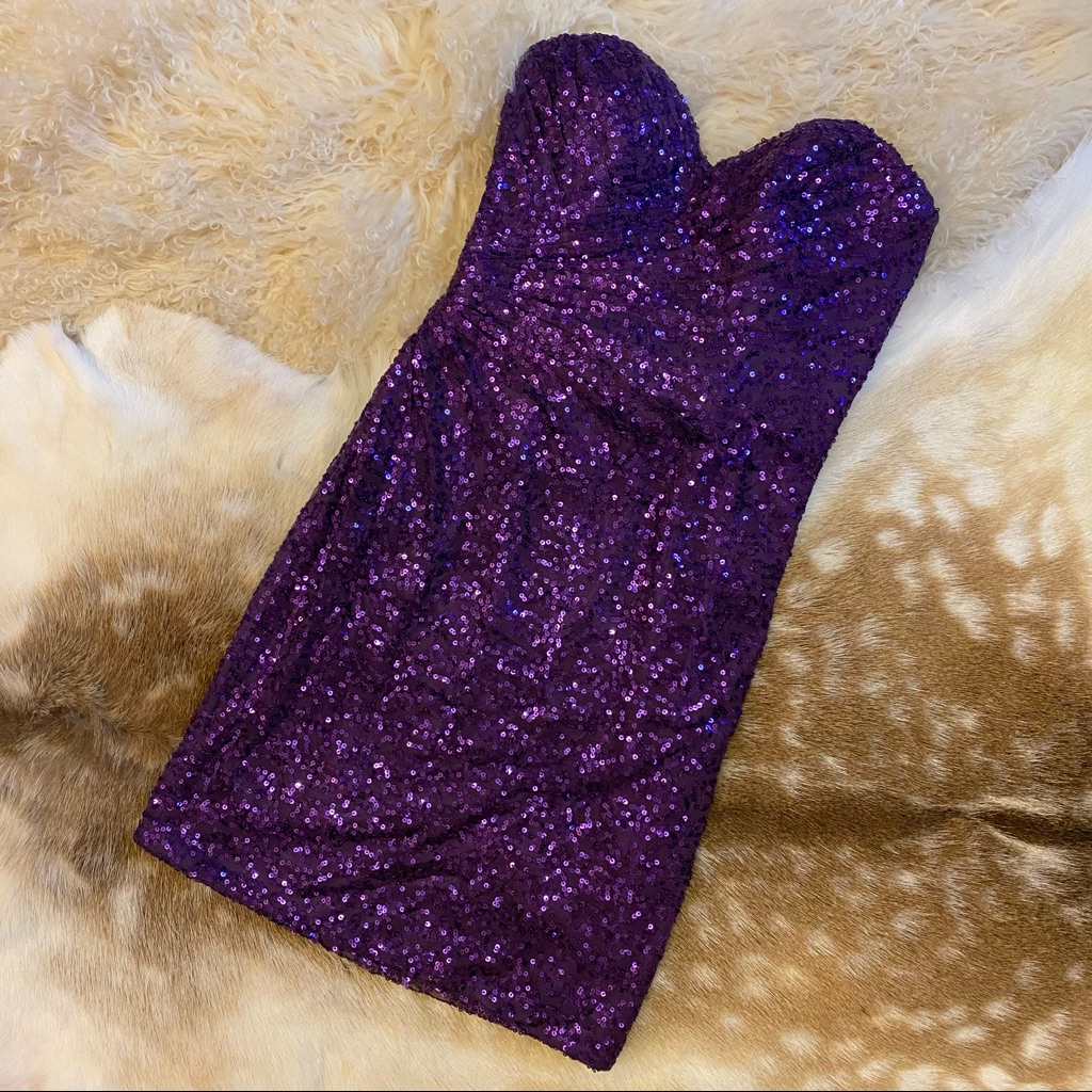 La Femme Majestic Purple Sequin Dress Size 2